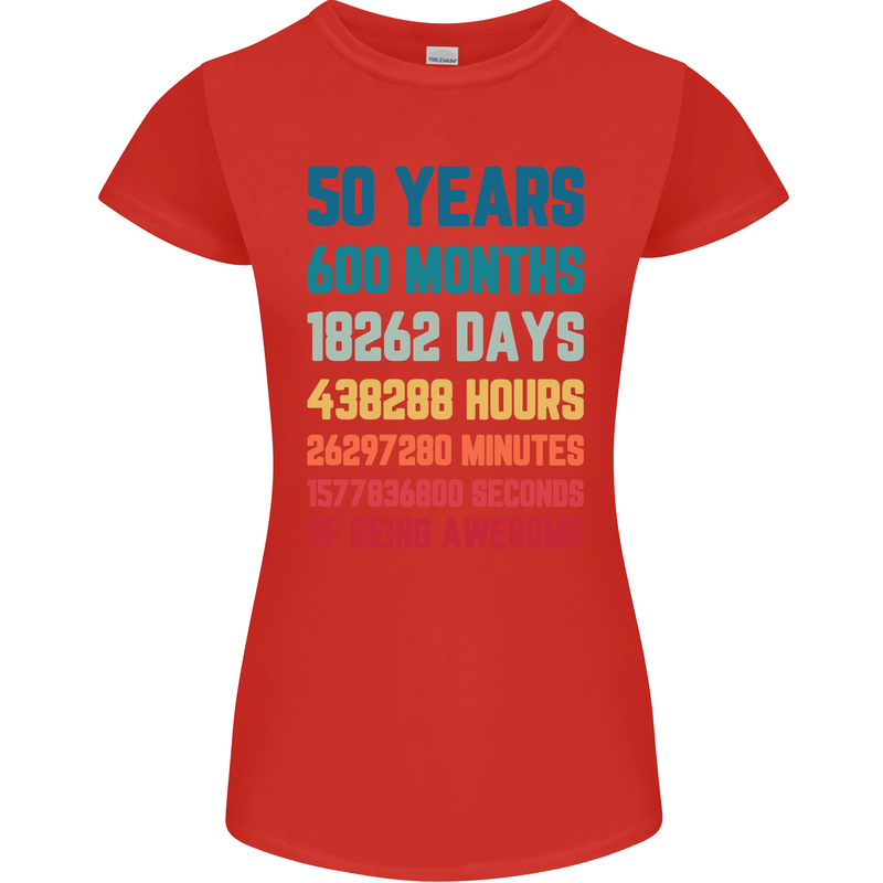 50th Birthday 50 Year Old Womens Petite Cut T-Shirt Red
