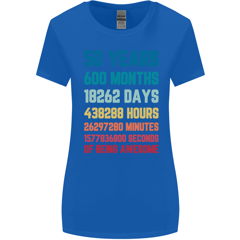 50th Birthday 50 Year Old Womens Wider Cut T-Shirt Royal Blue