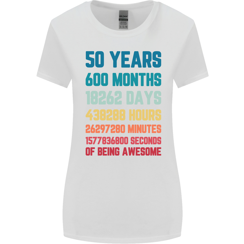 50th Birthday 50 Year Old Womens Wider Cut T-Shirt White