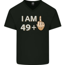 50th Birthday Funny Offensive 50 Year Old Mens V-Neck Cotton T-Shirt Black