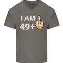 50th Birthday Funny Offensive 50 Year Old Mens V-Neck Cotton T-Shirt Charcoal