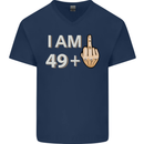 50th Birthday Funny Offensive 50 Year Old Mens V-Neck Cotton T-Shirt Navy Blue