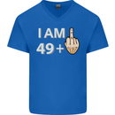 50th Birthday Funny Offensive 50 Year Old Mens V-Neck Cotton T-Shirt Royal Blue