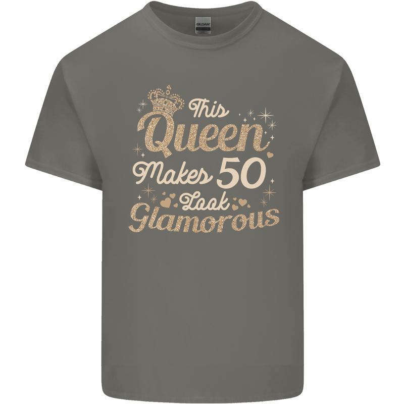 50th Birthday Queen Fifty Years Old 50 Mens Cotton T-Shirt Tee Top Charcoal