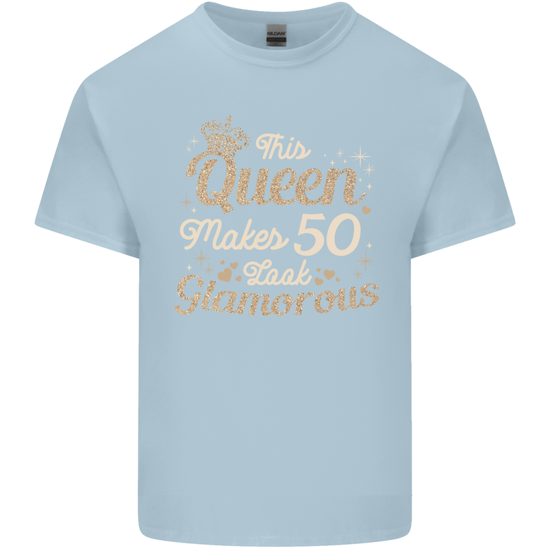 50th Birthday Queen Fifty Years Old 50 Mens Cotton T-Shirt Tee Top Light Blue