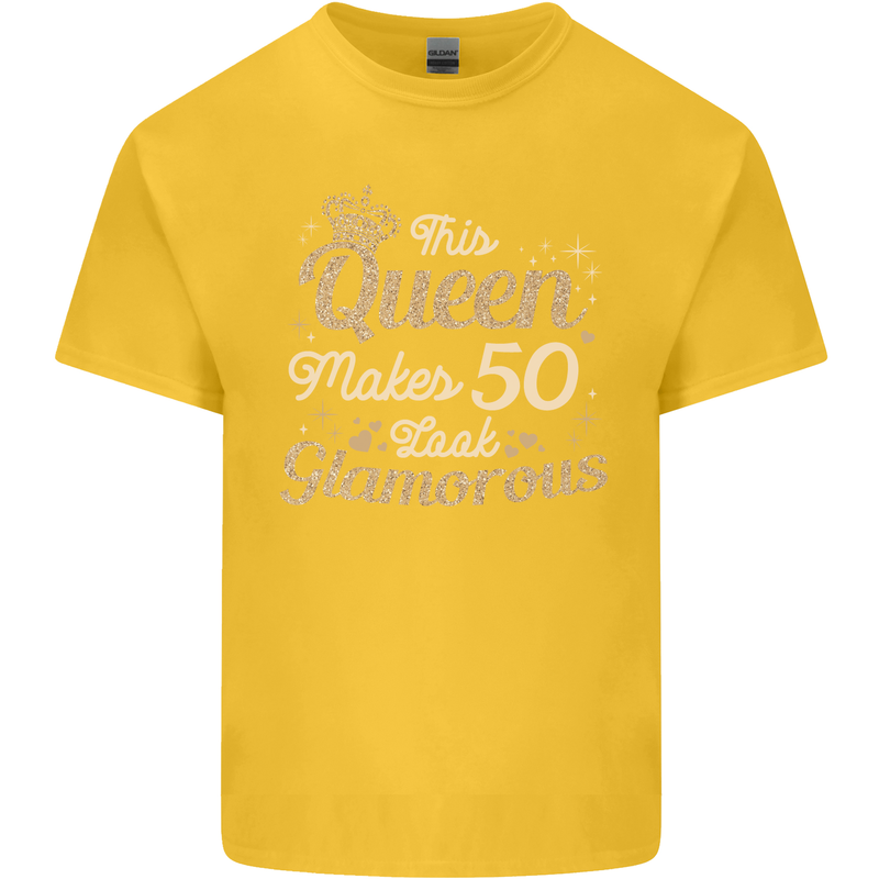 50th Birthday Queen Fifty Years Old 50 Mens Cotton T-Shirt Tee Top Yellow