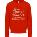 50th Birthday Queen Fifty Years Old 50 Mens Sweatshirt Jumper Bright Red