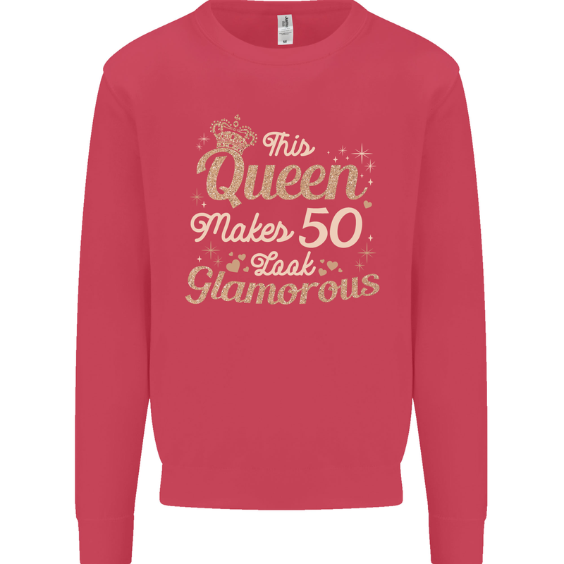 50th Birthday Queen Fifty Years Old 50 Mens Sweatshirt Jumper Heliconia