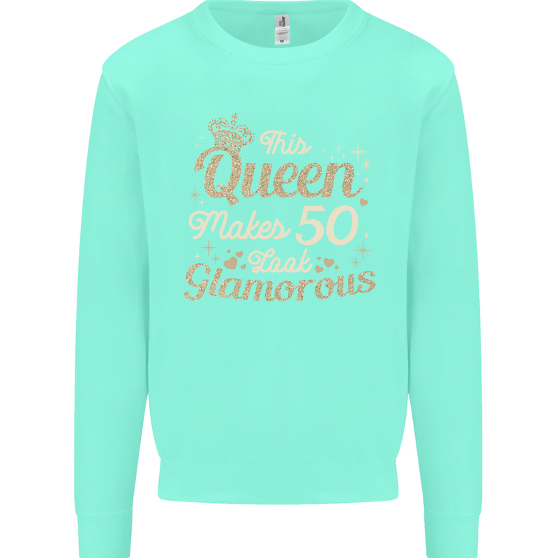 50th Birthday Queen Fifty Years Old 50 Mens Sweatshirt Jumper Peppermint