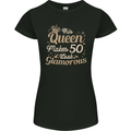 50th Birthday Queen Fifty Years Old 50 Womens Petite Cut T-Shirt Black