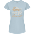50th Birthday Queen Fifty Years Old 50 Womens Petite Cut T-Shirt Light Blue