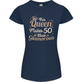 50th Birthday Queen Fifty Years Old 50 Womens Petite Cut T-Shirt Navy Blue
