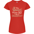50th Birthday Queen Fifty Years Old 50 Womens Petite Cut T-Shirt Red