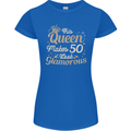 50th Birthday Queen Fifty Years Old 50 Womens Petite Cut T-Shirt Royal Blue