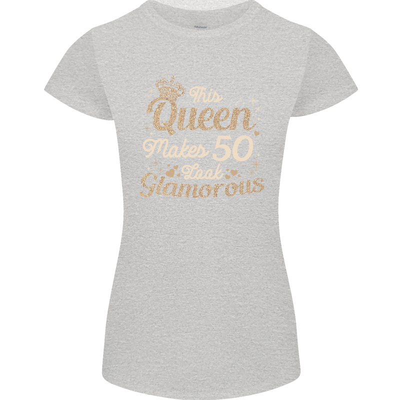 50th Birthday Queen Fifty Years Old 50 Womens Petite Cut T-Shirt Sports Grey
