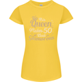 50th Birthday Queen Fifty Years Old 50 Womens Petite Cut T-Shirt Yellow