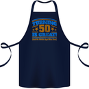 50th Birthday Turning 50 Is Great Year Old Cotton Apron 100% Organic Navy Blue