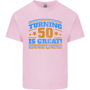 50th Birthday Turning 50 Is Great Year Old Mens Cotton T-Shirt Tee Top Light Pink