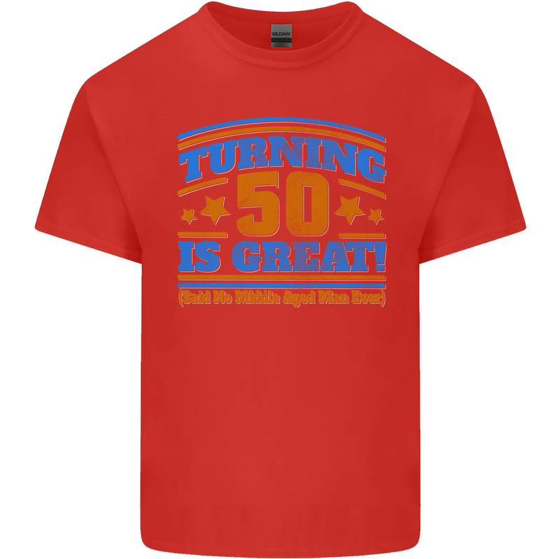 50th Birthday Turning 50 Is Great Year Old Mens Cotton T-Shirt Tee Top Red
