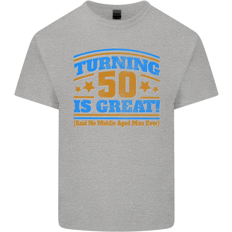 50th Birthday Turning 50 Is Great Year Old Mens Cotton T-Shirt Tee Top Sports Grey