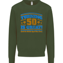 50th Birthday Turning 50 Is Great Year Old Mens Sweatshirt Jumper Forest Green