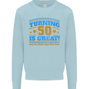 50th Birthday Turning 50 Is Great Year Old Mens Sweatshirt Jumper Light Blue