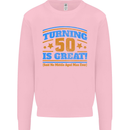 50th Birthday Turning 50 Is Great Year Old Mens Sweatshirt Jumper Light Pink