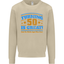 50th Birthday Turning 50 Is Great Year Old Mens Sweatshirt Jumper Sand