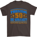 50th Birthday Turning 50 Is Great Year Old Mens T-Shirt Cotton Gildan Dark Chocolate