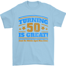 50th Birthday Turning 50 Is Great Year Old Mens T-Shirt Cotton Gildan Light Blue