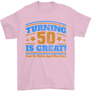 50th Birthday Turning 50 Is Great Year Old Mens T-Shirt Cotton Gildan Light Pink