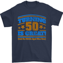 50th Birthday Turning 50 Is Great Year Old Mens T-Shirt Cotton Gildan Navy Blue