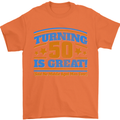 50th Birthday Turning 50 Is Great Year Old Mens T-Shirt Cotton Gildan Orange