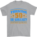 50th Birthday Turning 50 Is Great Year Old Mens T-Shirt Cotton Gildan Sports Grey