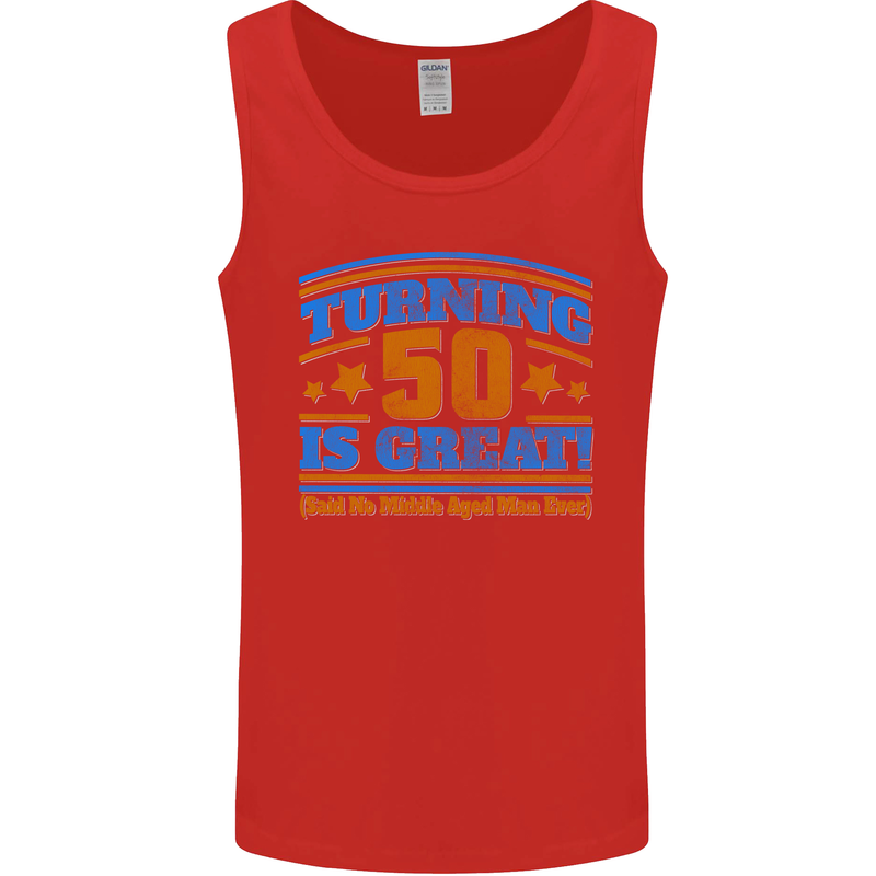 50th Birthday Turning 50 Is Great Year Old Mens Vest Tank Top Red