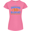 50th Birthday Turning 50 Is Great Year Old Womens Petite Cut T-Shirt Azalea