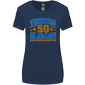 50th Birthday Turning 50 Is Great Year Old Womens Wider Cut T-Shirt Navy Blue