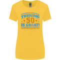 50th Birthday Turning 50 Is Great Year Old Womens Wider Cut T-Shirt Yellow