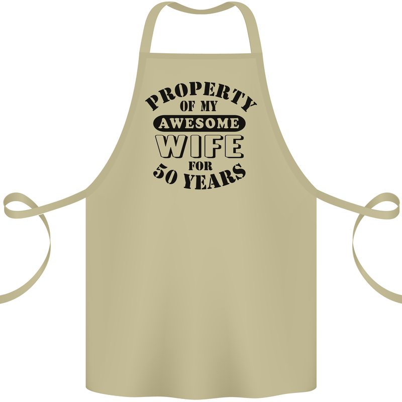 50th Wedding Anniversary 50 Year Funny Wife Cotton Apron 100% Organic Khaki