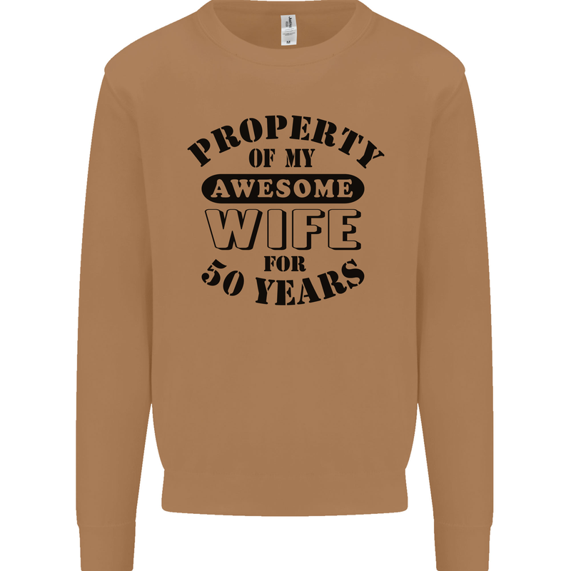 50th Wedding Anniversary 50 Year Funny Wife Mens Sweatshirt Jumper Caramel Latte