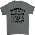 50th Wedding Anniversary 50 Year Funny Wife Mens T-Shirt 100% Cotton Charcoal