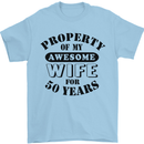 50th Wedding Anniversary 50 Year Funny Wife Mens T-Shirt 100% Cotton Light Blue