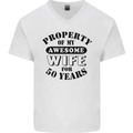 50th Wedding Anniversary 50 Year Funny Wife Mens V-Neck Cotton T-Shirt White