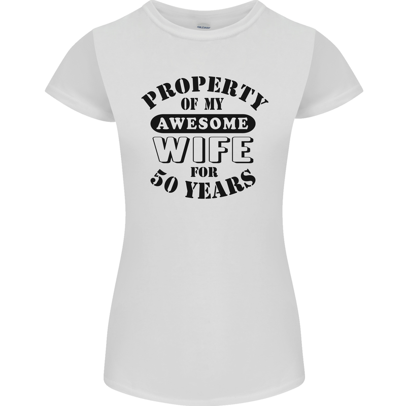 50th Wedding Anniversary 50 Year Funny Wife Womens Petite Cut T-Shirt White