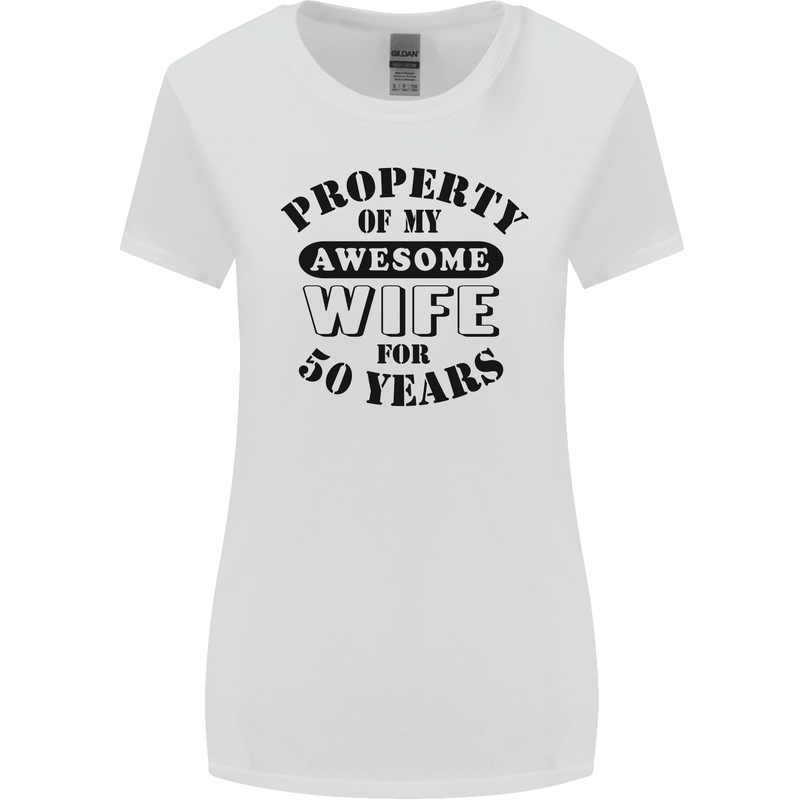 50th Wedding Anniversary 50 Year Funny Wife Womens Wider Cut T-Shirt White