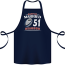 51 Year Wedding Anniversary 51st Rugby Cotton Apron 100% Organic Navy Blue