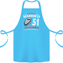 51 Year Wedding Anniversary 51st Rugby Cotton Apron 100% Organic Turquoise
