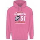 51 Year Wedding Anniversary 51st Rugby Mens 80% Cotton Hoodie Azelea