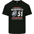 51 Year Wedding Anniversary 51st Rugby Mens Cotton T-Shirt Tee Top Black