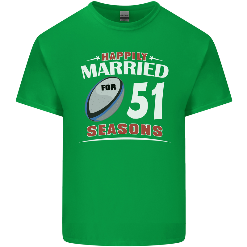 51 Year Wedding Anniversary 51st Rugby Mens Cotton T-Shirt Tee Top Irish Green